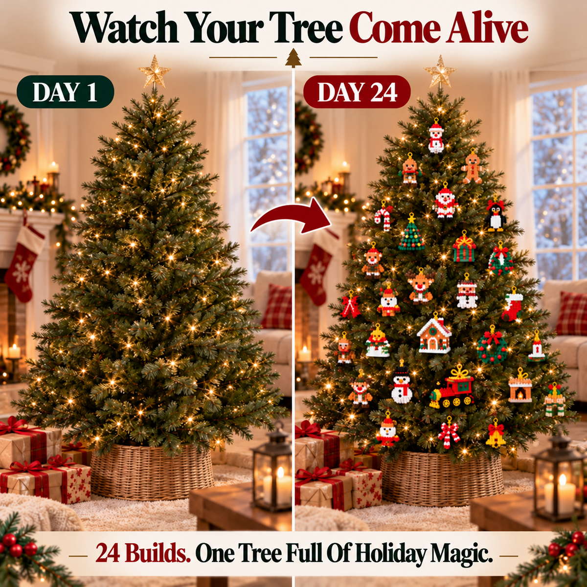 24-Day Christmas Mini Building Block Advent Calendar Custom Moments™