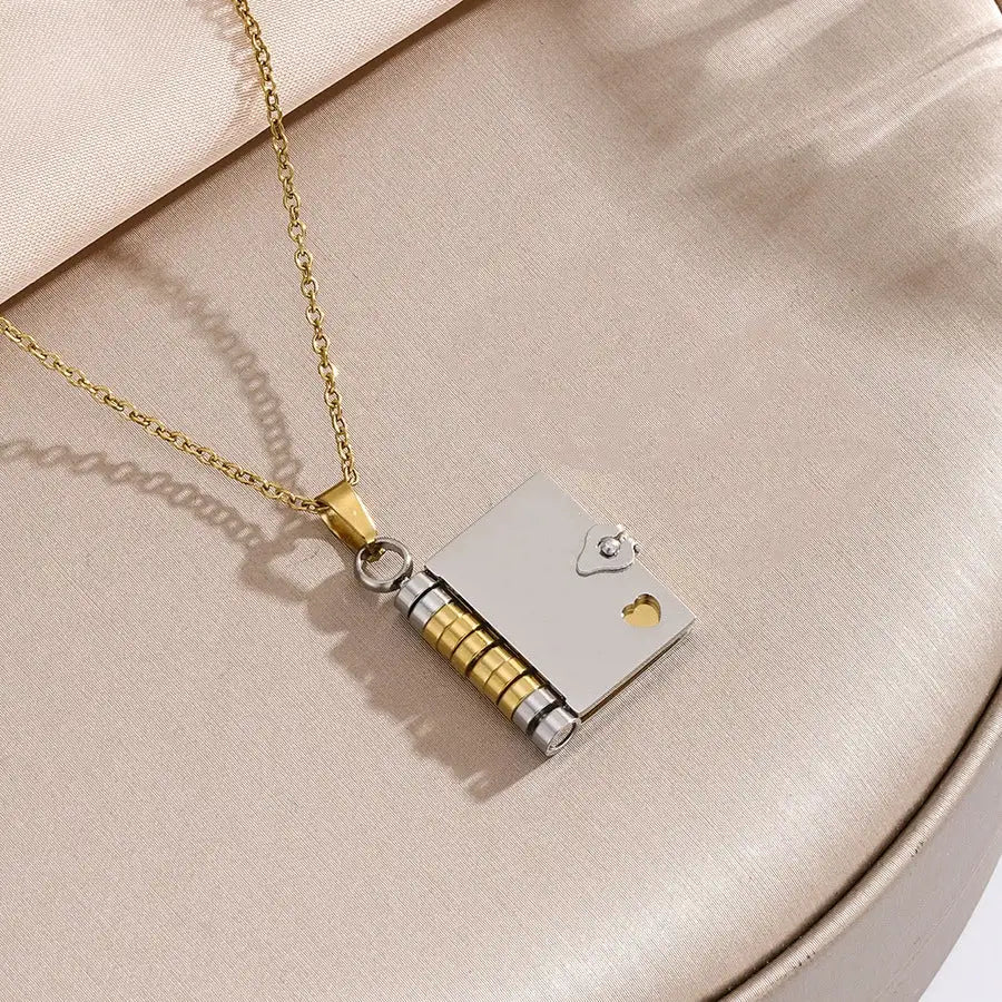 Book Necklace - Personalized Opening Book Pendant Necklace Custom Moments