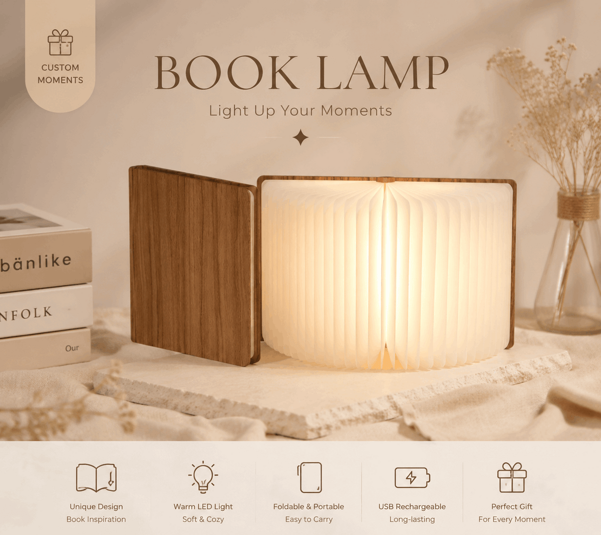 Custom Book Shaped Lamp Custom Moments™