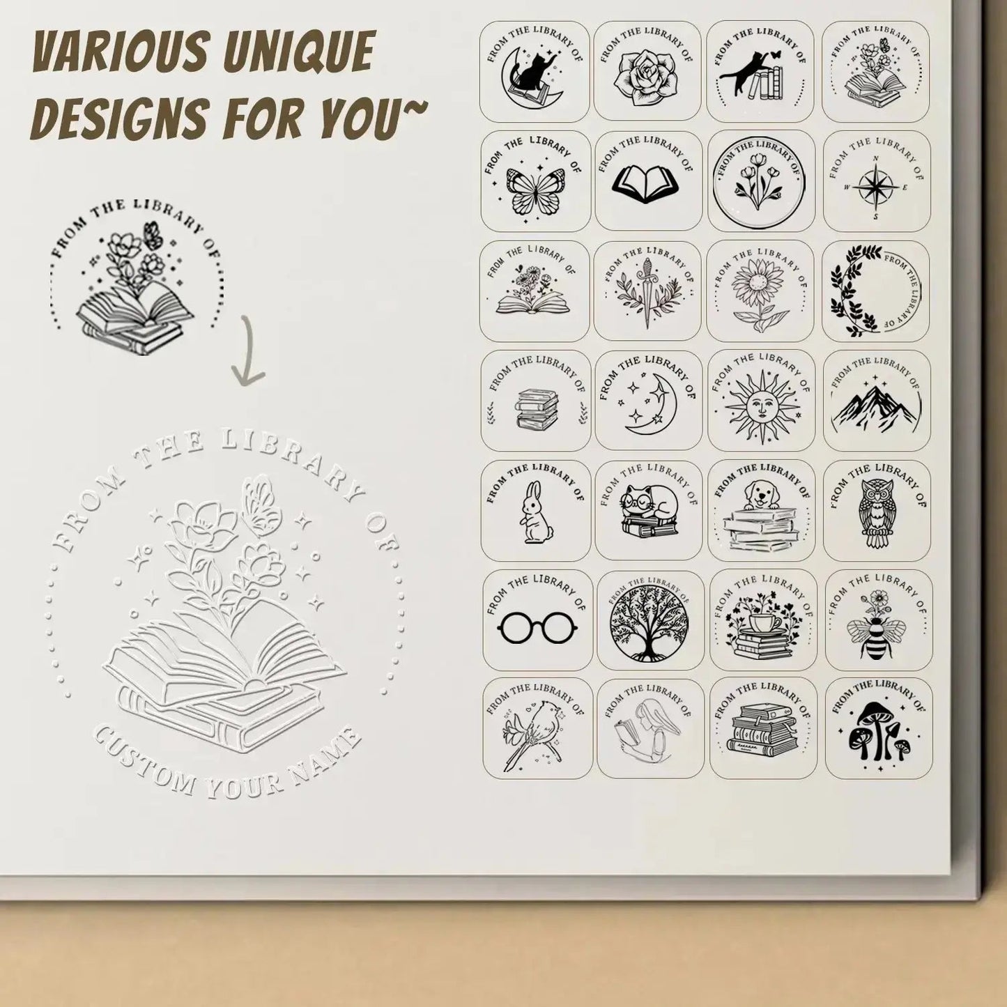 Custom Book Embosser – Personalized Handheld Book Stamp | Gold Custom Moments™