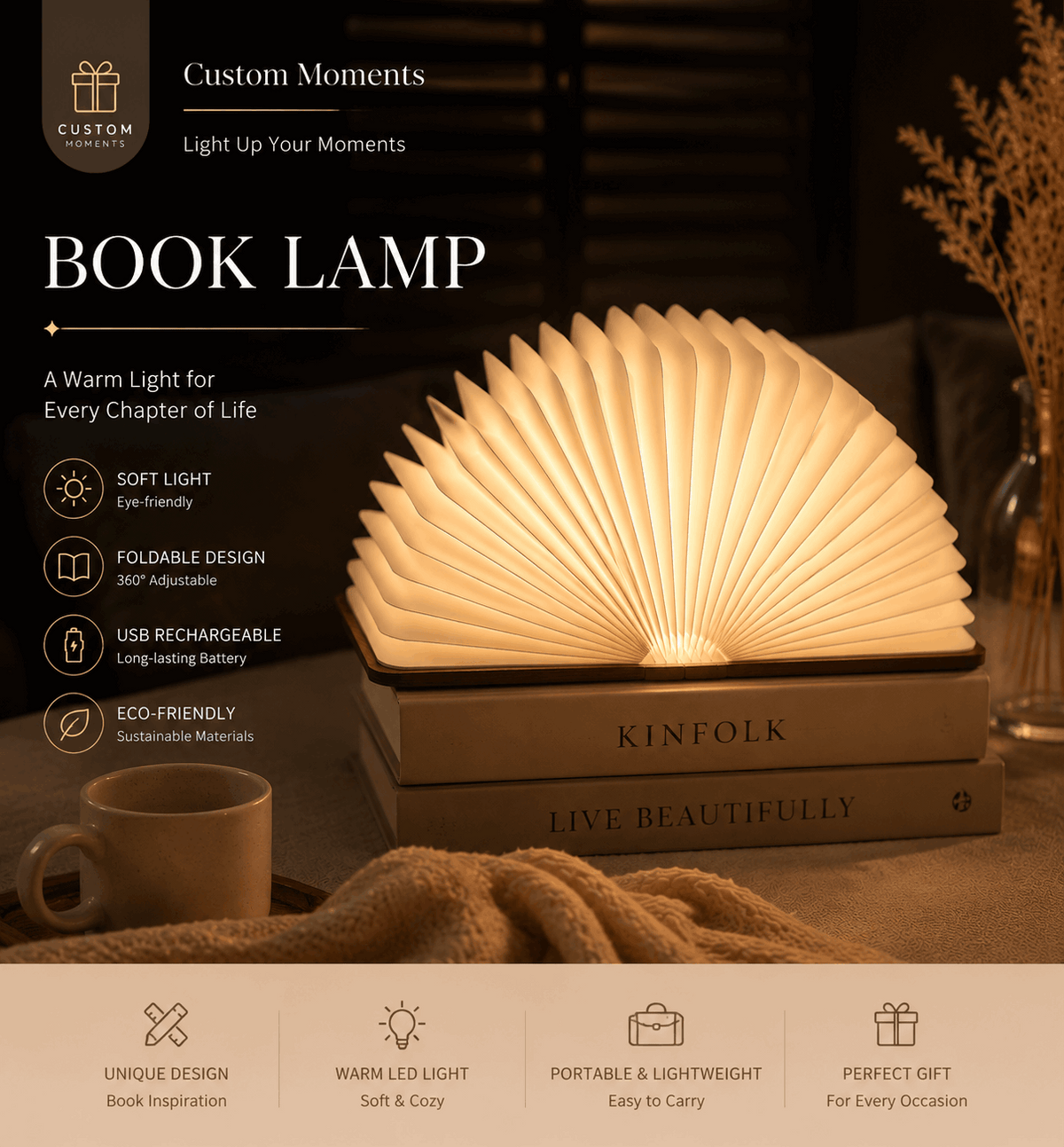 Custom Book Shaped Lamp Custom Moments™