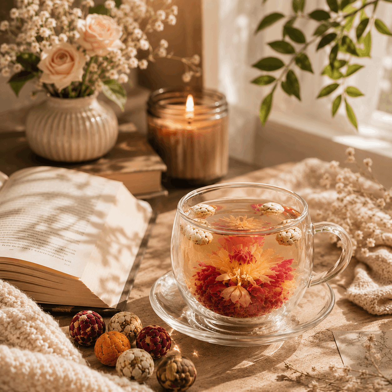 Reading blooming tea