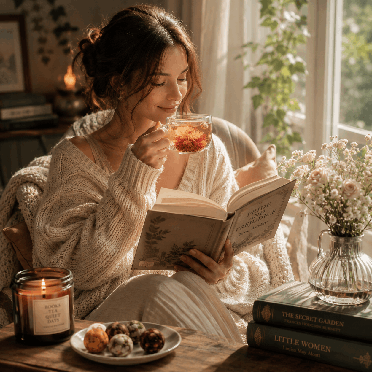 Reading blooming tea