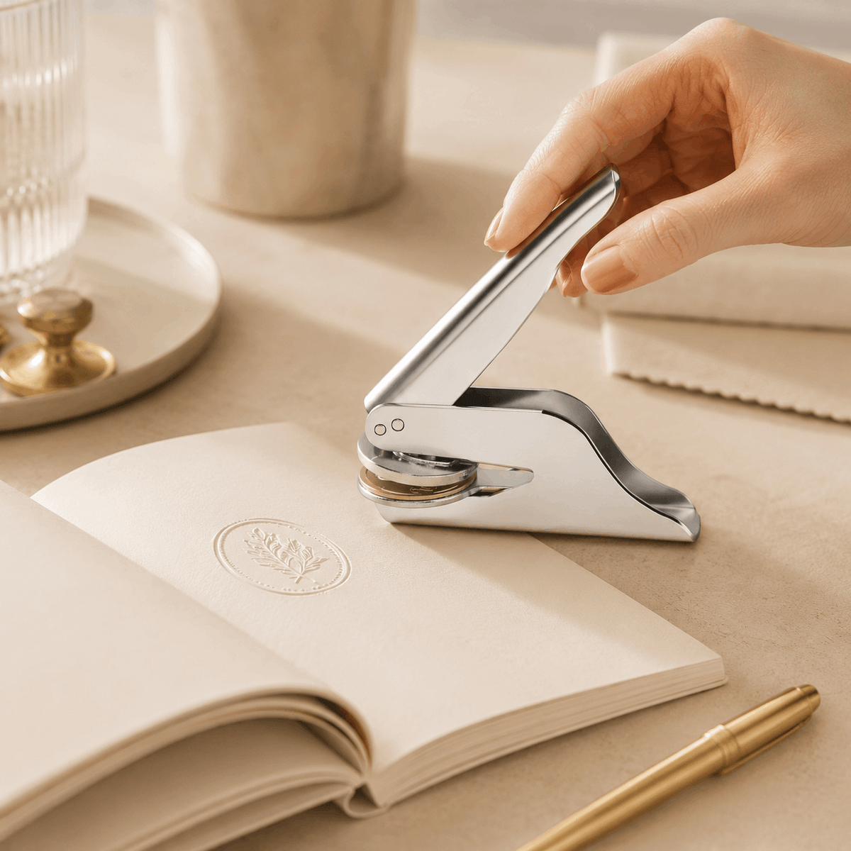 Custom Book Embosser – Personalized Library Stamp | Glossy Silver Custom Moments™