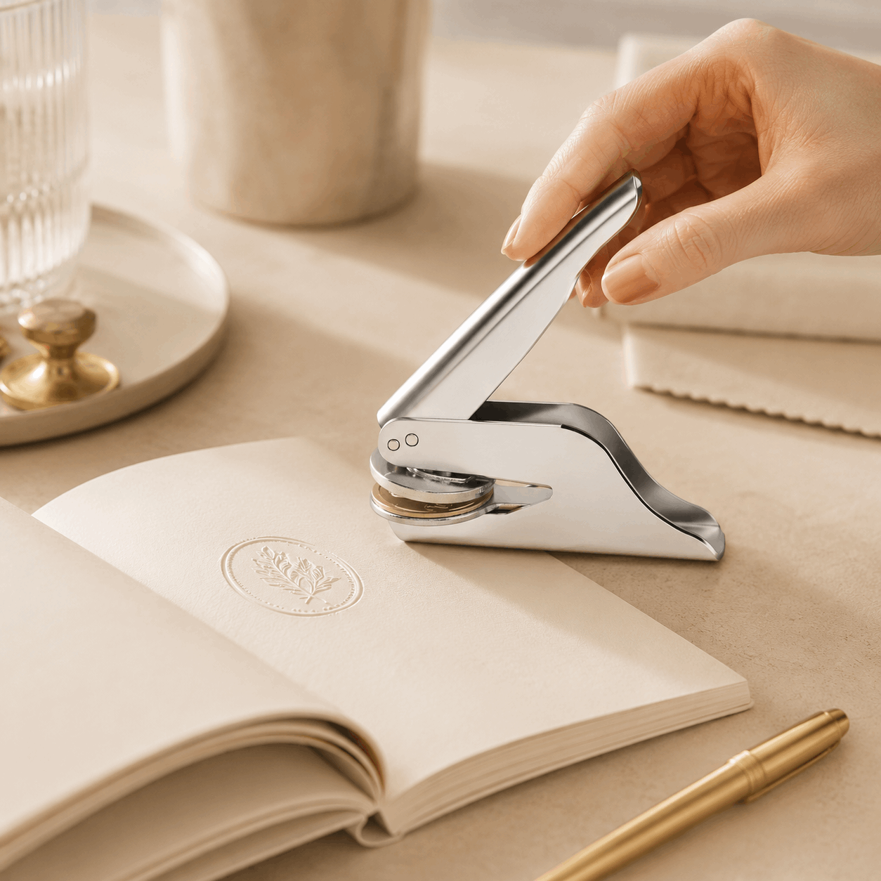 Custom Book Embosser – Personalized Library Stamp | Glossy Silver Custom Moments™