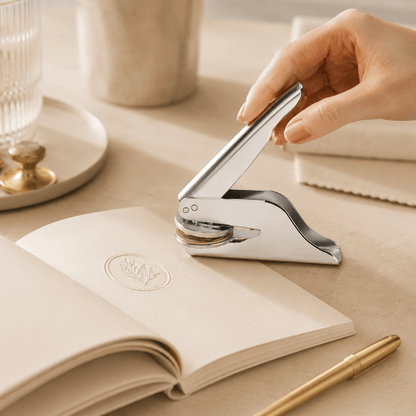 Custom Book Embosser – Personalized Library Stamp | Glossy Silver Custom Moments™