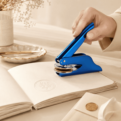 Book Embosser Personalized – Handheld Custom Book Stamp | Glossy Blue Custom Moments™