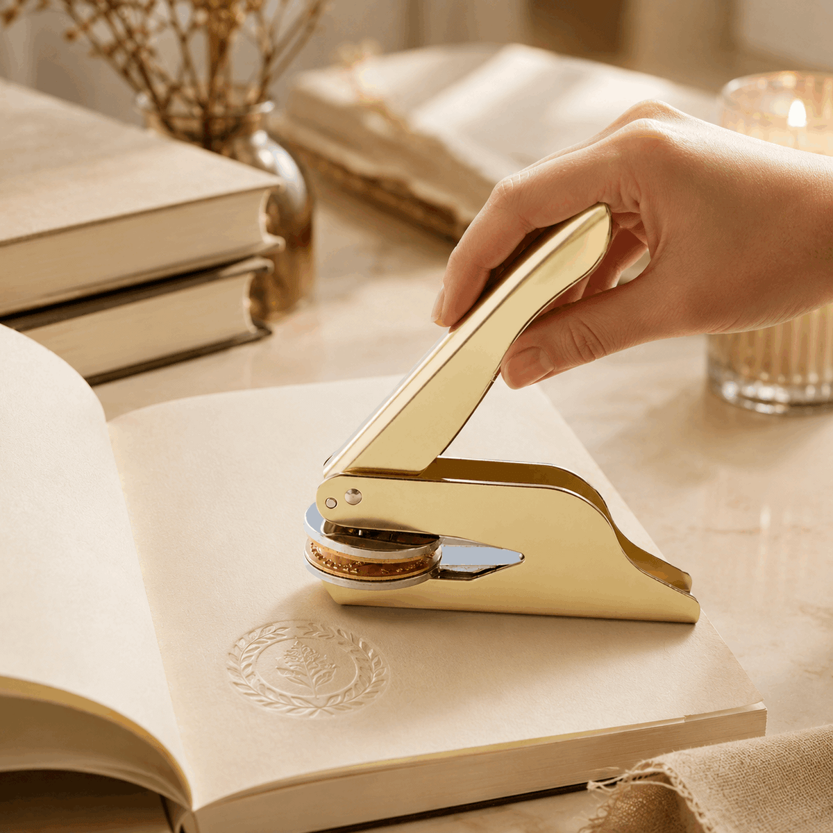 Custom Book Embosser – Personalized Handheld Book Stamp | Gold Custom Moments™