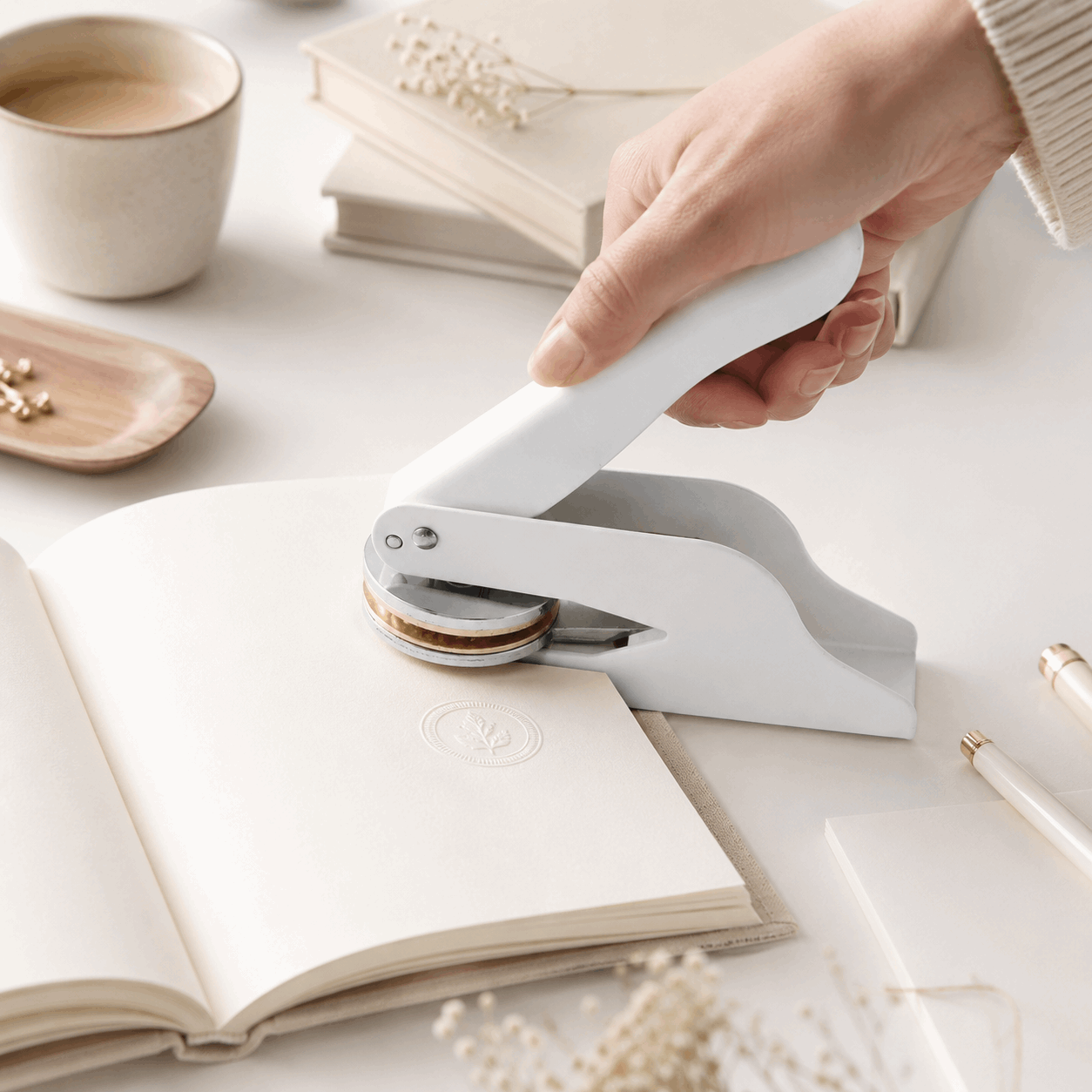Custom Book Embosser – Personalized Book Stamp | White Custom Moments™