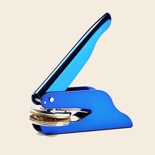 Book Embosser Personalized – Handheld Custom Book Stamp | Glossy Blue Custom Moments™